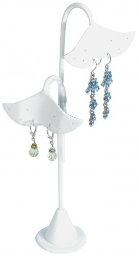 8-prs FLORA EARRING DISPLAY-WHITE FAUX LEATHER
